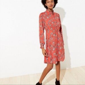 Ann Taylor LOFT Ruffle Trim Shirt Dress 6